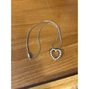 Vintage 1950’s Krementz Necklace & Heart Shape Rhinestone Pendant 16”